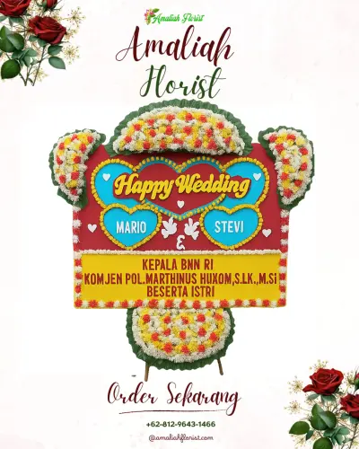 Karangan Papan Bunga Pernikahan di Kairagi Weru
